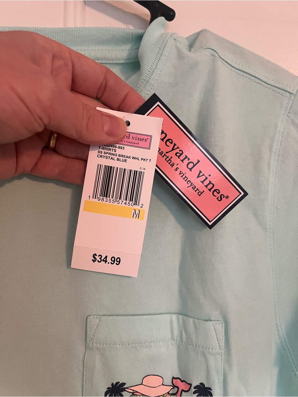 Vineyard Vines Mint Pocket Tee with Beach Graphic - Picture 4 of 5